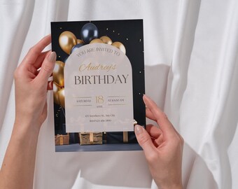 Custom Birthday Invitation Card, Kid Party (Printable, Editable)
