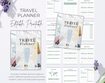 Travel Planner, Editable and Printable