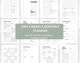Undated Daily Planner, Goal Tracker, Productivity Manager