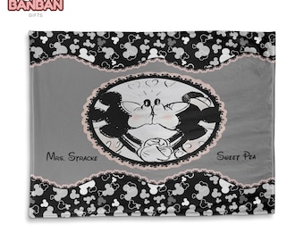 Personalized Gothic Couple Blanket, Custom Name Mouse Couple Blanket, Dark Romantic Gift