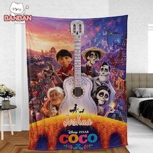 Personalized Coco Blanket | Custom Name Disney Pixar Throw | Dia de Muertos Gift | Cozy Fleece