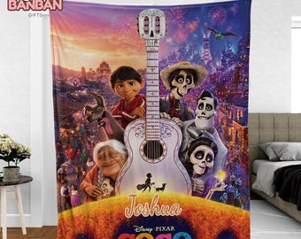 Personalized Coco Blanket | Custom Name Disney Pixar Throw | Dia de Muertos Gift | Cozy Fleece