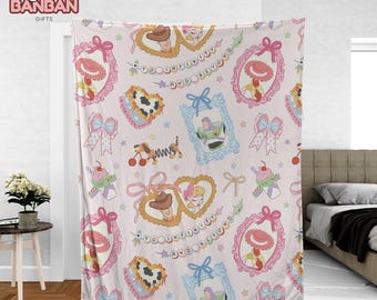 Disney Toy Story Cozy Blanket – Woody, Bo Peep, Jessie & Buzz Lightyear Throw – “To Infinity and Beyond” Pixar Bedroom Decor Kids Gift