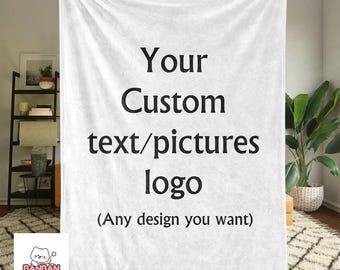 Custom Photo Blanket, Personalized Text Logo Blanket, Custom Picture Blanket, Personalized Gift Blanket, Photo Text Blanket