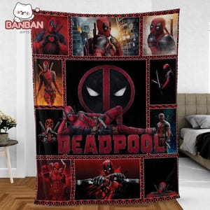 The image is a collage of various images featuring the character Deadpool, including his iconic red and black costume, the iconic red and black mask, and various other Deadpool-themed images.