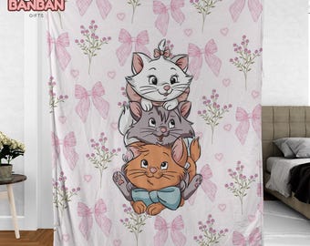 Aristocats Blanket, Marie Duchess Toulouse Disney Fleece Blanket, Cute Cat Disney Throw