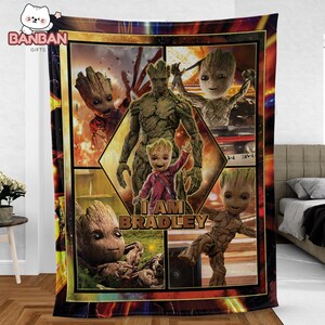 Personalized Tree Character Blanket, Custom Name Woodland Hero Fleece Blanket, Cute Plant Creature Throw, Fantasy Nature Blanket Gift