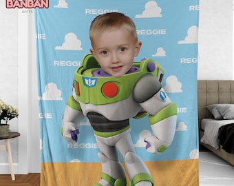 Personalized Toy Story Buzz Lightyear Blanket, Custom Photo Buzz Blanket With Name, Disney Kids Blanket, Birthday Gift For Boys