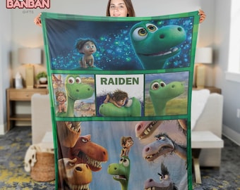 Personalized The Good Dinosaur Blanket – Custom Name Kids Blanket, Soft Fleece Throw, Comfortable Bedding, Birthday Gift for Child