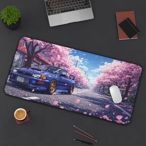 Cherry Blossom / Subaru Desk Mat | Floral Racing Mouse Pad