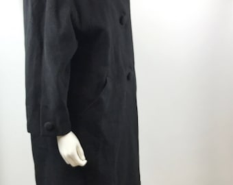 Vintage Dumas Exclusive Cashmere Coat 100% Cashmere Black Long Large Buttons Pockets Soft Cashmere Fully Lined Sophisticated Coat