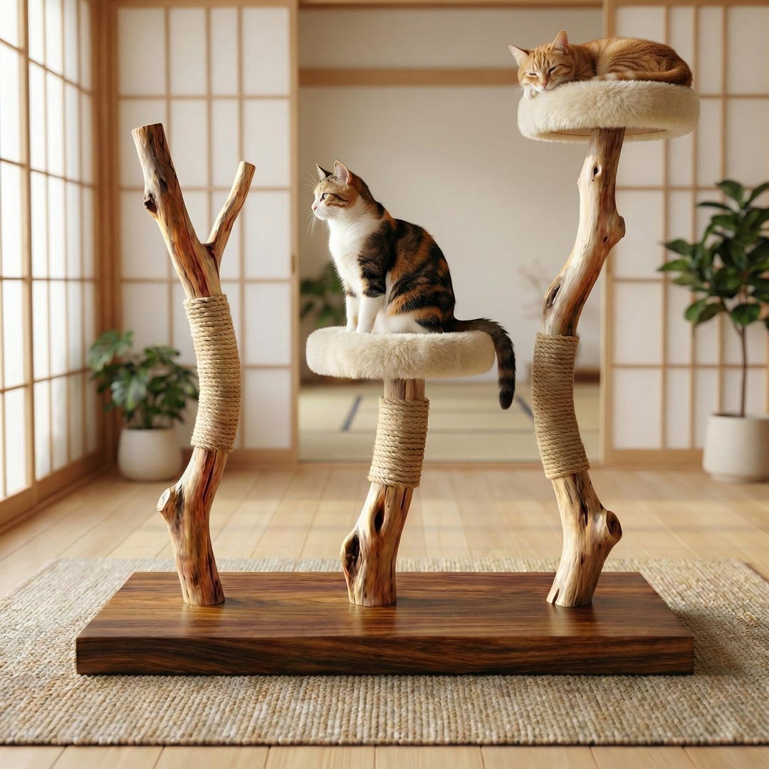 Tree Branch Cat Climbing Wall Shelf Handmade Driftwood Natural Wood ...