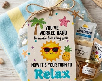Editable Teacher Appreciation Gift Tags Sunshine Thank You Tag Schools Out Summer End of Year Tag Boy Digital Template Printable