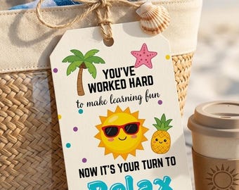 Editable Teacher Appreciation Gift Tags Sunshine Thank You Tag Schools Out Summer End of Year Tag Boy Digital Template Printable