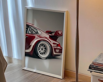 Porsche 911 Art Print | Vintage Racing Car Poster (Fine Art, Matte)