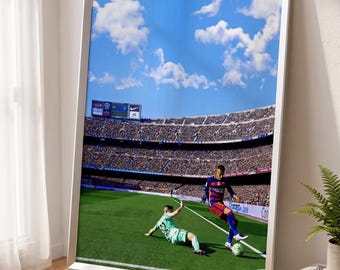 Neymar Barcelona Football Poster: Stadium Action Print (Fine Art)
