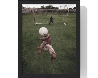Football Action Framed Poster: Museum-Quality Wall Art, Black/White Frame Options