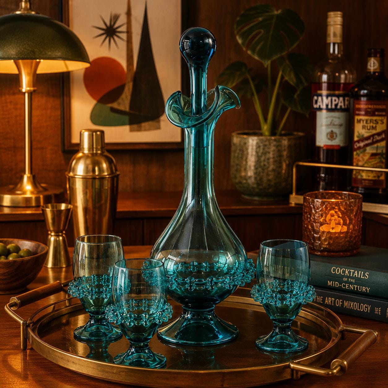 Mid Century Glasses Decanter Set Liquor - Etsy