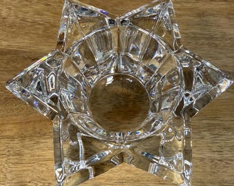 Vintage Lead Crystal Star Candle Holder, 24% Full Lead Crystal, Made in USA, Tealight Holder, Celestial Holiday Decor
