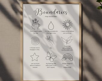 Plakat „Granice”: Dekoracja do gabinetu terapeutycznego, grafika do gabinetu terapeutycznego (pobranie cyfrowe)