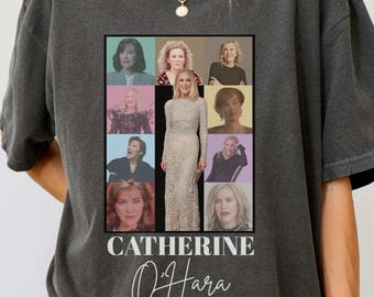 Camiseta homenaje a Catherine O'Hara, camiseta vintage conmemorativa de la cultura pop, camiseta con collage inspirado en Moira Rose, camiseta de fan de celebridades de Hollywood, regalo