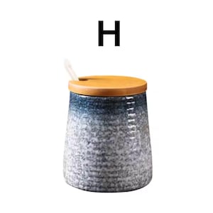 Japanese Ceramic Salt Cellar with Lid Seasoning Jar Set, Salt & Sugar Storage Kitchen Spice Container, Household Counter Organizer H