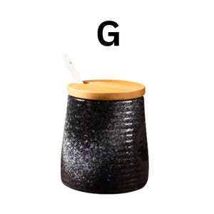 Japanese Ceramic Salt Cellar with Lid Seasoning Jar Set, Salt & Sugar Storage Kitchen Spice Container, Household Counter Organizer G