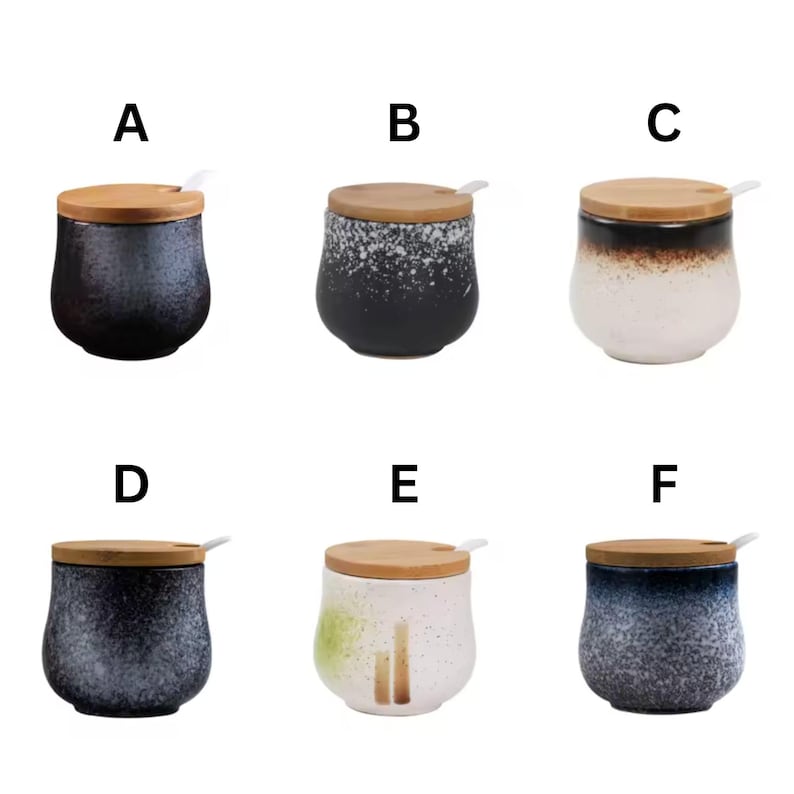Japanese Ceramic Salt Cellar with Lid Seasoning Jar Set, Salt & Sugar Storage Kitchen Spice Container, Household Counter Organizer image 5