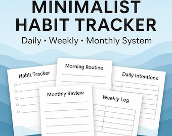 Minimalist Habit Tracker Printable | Daily, Weekly, Monthly (PDF)