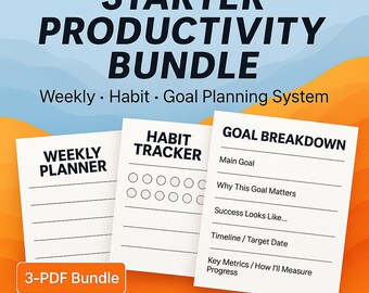 Ultimate Productivity Starter Bundle — Goal Planner, Weekly Planner & Habit Tracker Set (Printable PDF)