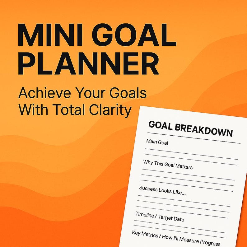 Mini Goal Planner Printable | Minimalist Productivity Template (PDF) - Etsy