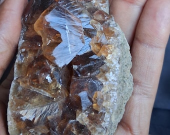 Rare color-shift Bastnaesite specimen: Amber to ruby red, magnetic volcanic carbonatite, 3x2x1.5