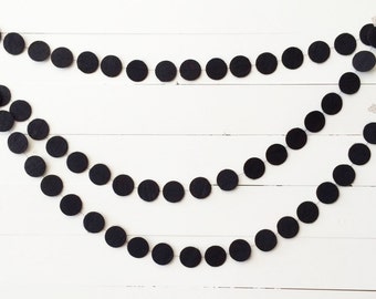 Black felt circle garland - {stiffened felt} - custom colors option available