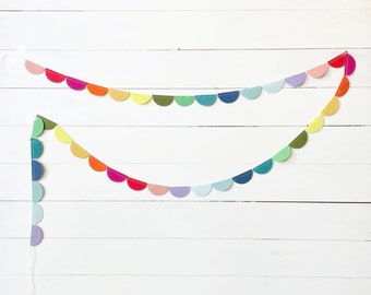 Mini felt scallop rainbow garland {stiffened felt} - scallop bunting