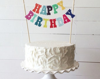 Custom Happy Birthday felt banner cake topper {stiffened felt}