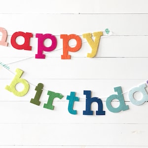 happy birthday lower case stiffened felt banner - {names can be added for an additional cost - please message me for details.}