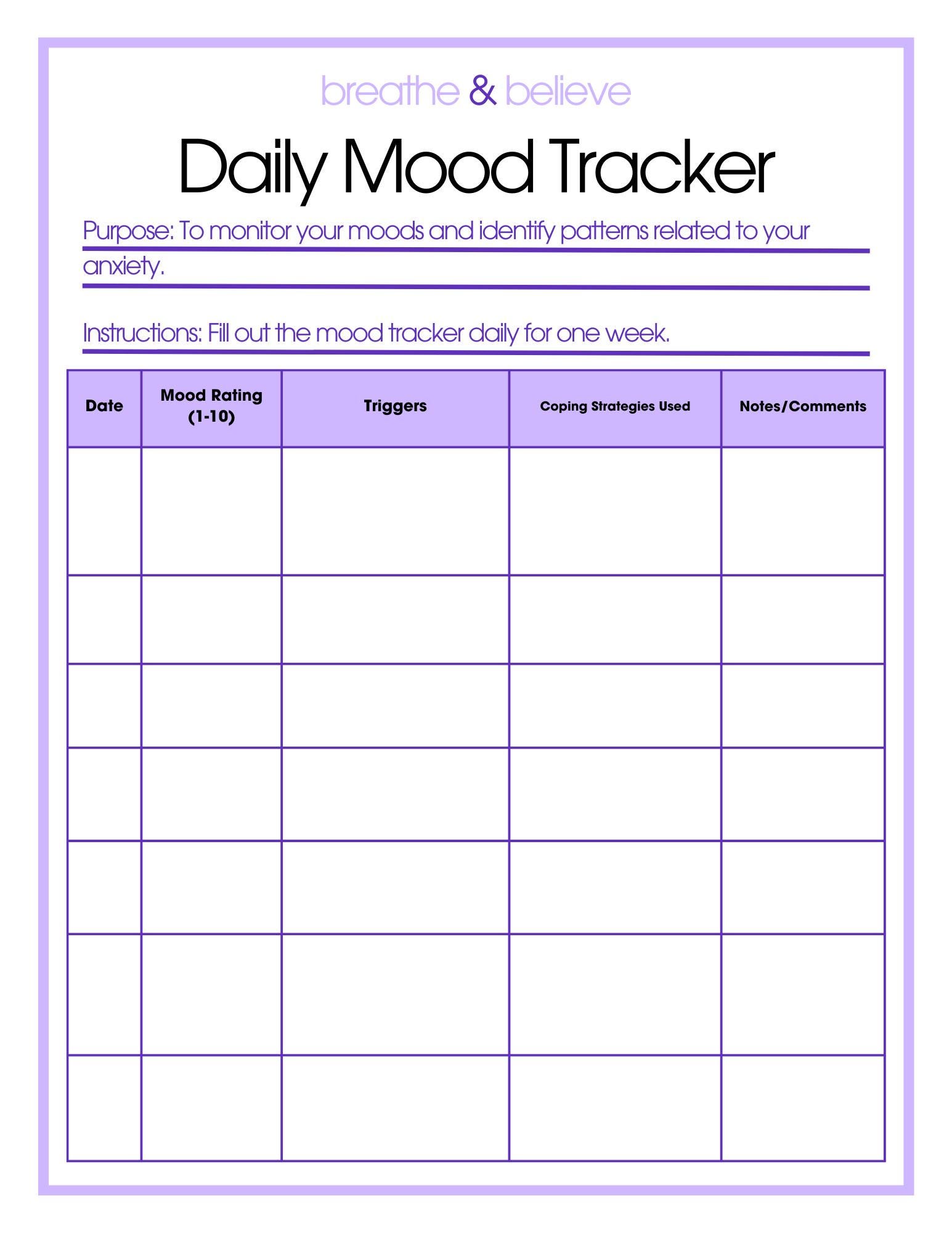 Daily Mood Tracker – Printable & Canva Editable - Etsy Australia