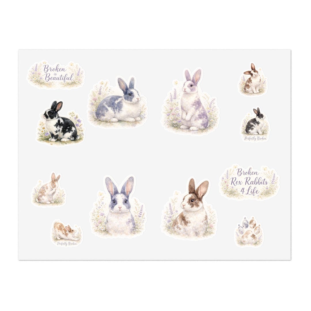 Broken Rex Rabbit Sticker Sheet - Etsy