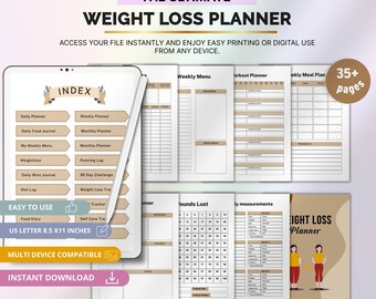Comprehensive Weight Loss Planner, Fitness Tracker, Meal Planner, Goal Setter for Healthy Living