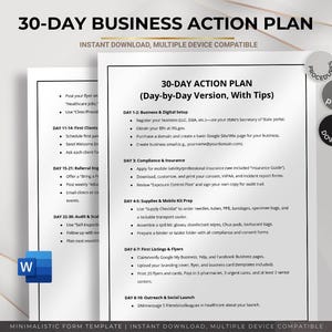 30-Day Business Action Plan, Daily Goal Tracker, Step-by-Step Strategy Script