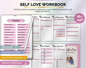 Digital Self Love Workbook, Daily Reflection Journal, Confidence Builder and Mindfulness Activity Guide