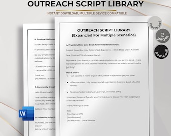 Outreach Script Library for multiple Scenarios, Sales, Marketing, and Client Communication Templates