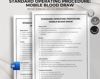 Standard Operating Procedure for Mobile Blood Draw, Healthcare Protocols, Safety and Compliance Guide