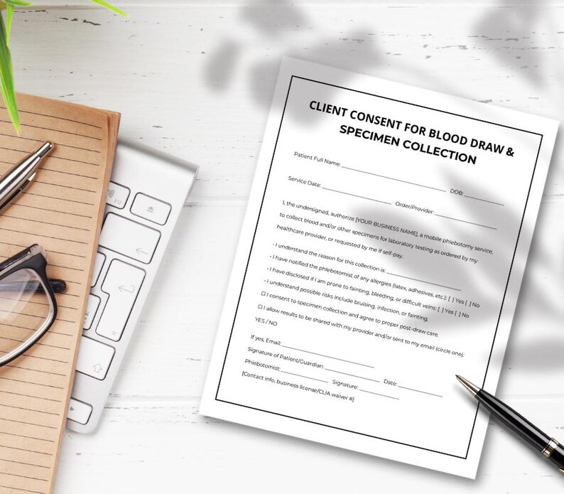 Blood Consent Form.pdf Client Consent Form for Blood Draw and Specimen Collection, Editable ...