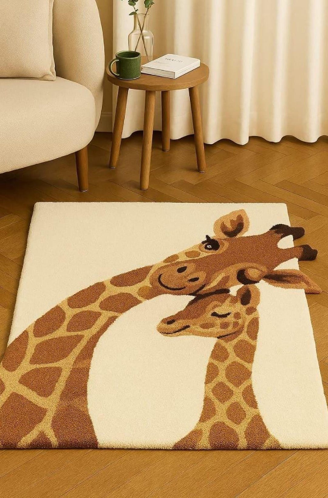 Giraffe Texture Rug Hand-tufted Wool Giraffe Nursery Rug, Cream Golden Brown Safari Decor ...