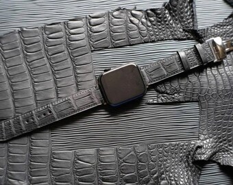 Handmade Crocodile Leather Watch Strap – Fits Apple Watch