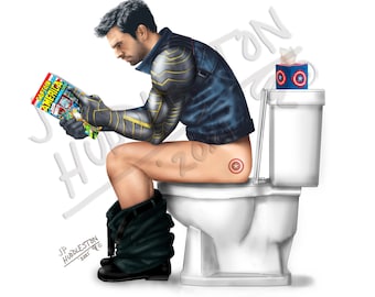 Superhero Toilet  Print **WINTER SOLDIER** on the toilet (1 Print)  Bucky Comic Book  Bathroom Captain America Antman Toilet  Hulk Thor