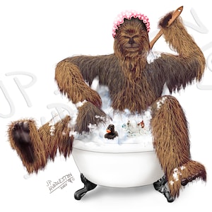 CHEWBACCA 1 Print CHEWIE Star Wars Bathroom Bathtub Print Darth Vader Princess Leia Luke Skywalker Yoda Han Solo Toilet Pooping Peeing image 1