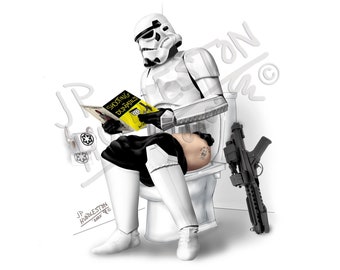 STORM TROOPER Star Wars Bathroom (1 Print) Toilet  Storm Pooper Grogu Luke Skywalker Han Solo Toilet Pooping Pee Chewbacca Bath Tub Man Cave