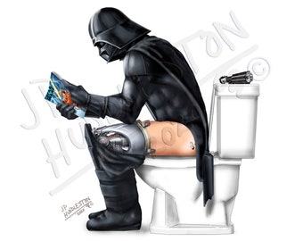 DARTH VADER** Toilet Star Wars Bathroom (1 Print) Pooping Princess Leia Luke Skywalker Han Solo Toilet Pooping Peeing Chewbacca  Spa Wars